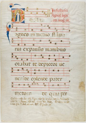 Saint Agnes in a Historiated Initial "V" from an Antiphonary