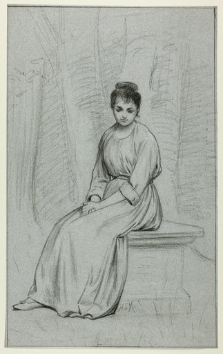 Woman Resting on Stone Bench