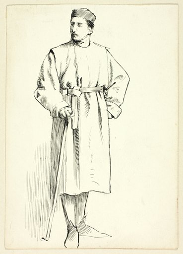Standing Man Holding Stick, Hand on Hip