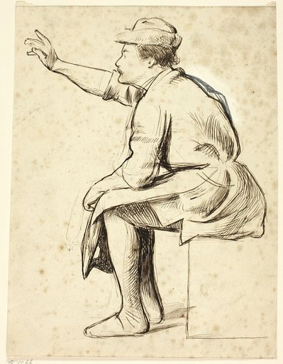 Seated Man with Raised Arm