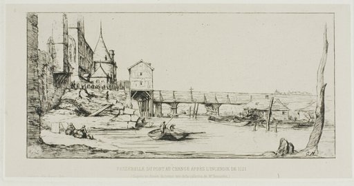 The Footbridge Temporarily Replacing the Pont-au-Change, Paris, After the Fire of 1621