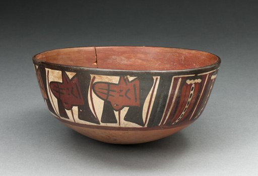 Miniature Flared Bowl Depicting Trophy Heads and Abstract Peppers