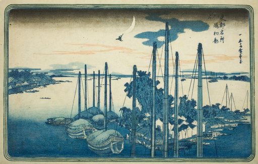 First Cuckoo of the Year at Tsukuda Island (Tsukudajima, hatsu hototogisu), from the series "Famous Views of the Eastern Capital (Toto Meisho)"