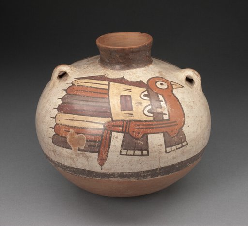 Handled Jar Depicing Abstract Bird