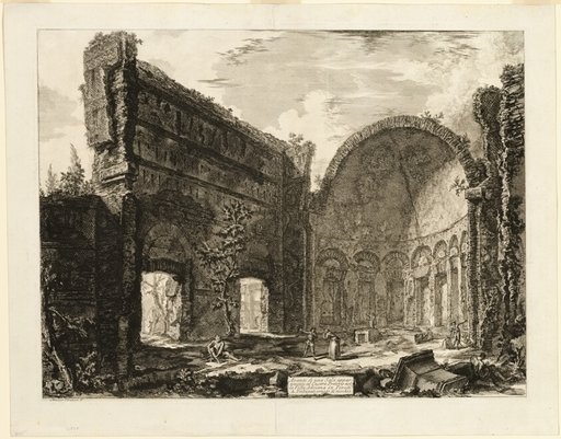 Remains of a room belonging to the Praetorian Fort at Hadrian's Villa, Tivoli, from Views of Rome