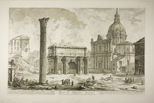 Arch of Septimius Severus through which passed the ancient Sacred Way, bringing victors to the Capitol, from Views of Rome