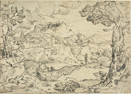 Italian Landscape with Three Figures