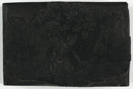 Woodblock for Woman Picking Flowers