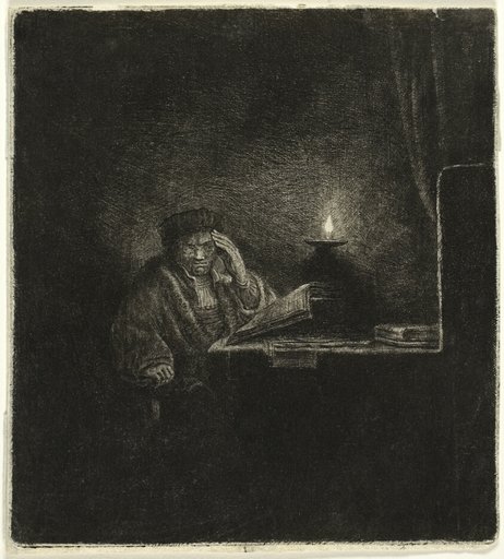 Student at a Table by Candlelight
