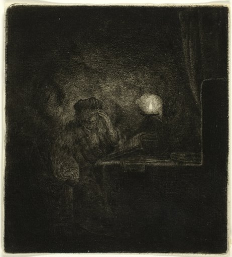 Student at a Table by Candlelight