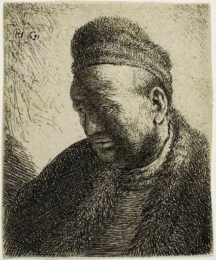 Beardless Man in a Fur Cloak and Cap: Bust