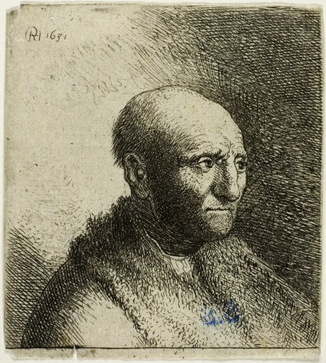 Bald Man in a Fur Cloak: Bust