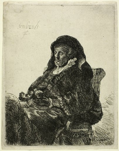 The Artist's Mother Seated at a Table, Looking Right: Three Quarter Length
