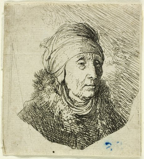 Woman with a High Headdress Wrapped Around the Chin: Bust
