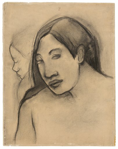 Heads of Tahitian Women, Frontal and Profile Views