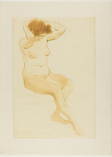 Woman Fixing Her Hair, Three-Quarter View