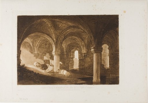 Crypt of Kirkstall Abbey, plate 39 from Liber Studiorum