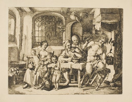 Satyr in a Peasant's House, in the Style of Jordaens
