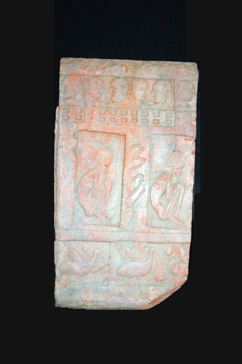 Stamped Tile with Crouching Ascetics