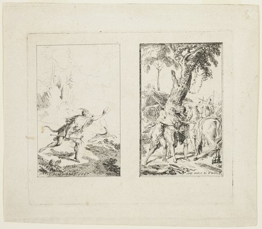 Vignettes for the "New Voyages to the West Indies" by the Chevalier Bossu