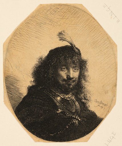 Self-Portrait (?) with Plumed Cap and Lowered Sabre