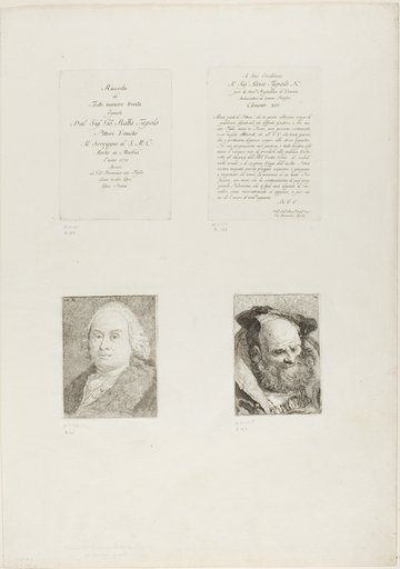 Title Page, Dedication, Portrait of Giambattista Tiepolo, Bearded Old Man
