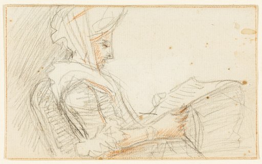 Right Profile of Seated Woman Reading