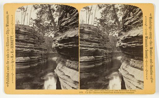 Up the Channel at Steamboat Rock from a Steamer, No. 1076 from the series "In and About the Dells of the Wisconsin River"