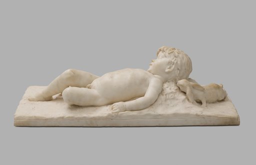 Sleeping Infant Faun Visited by an Inquisitive Rabbit
