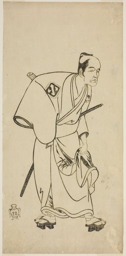 The Actor Arashi Otohachi I as Hotei Ichiemon in the Play Ayatsuri Kabuki Ogi, Performed at the Nakamura Theater in the Seventh Month, 1768