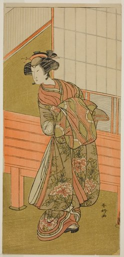 The Actor Segawa Kikunojo III as the Courtesan Takamura of Onoteruya (?) in the Play Sugata no Hana Yuki no Kuromushi (?), Performed at the Ichimura Theater (?) in the Eleventh Month, 1776 (?)