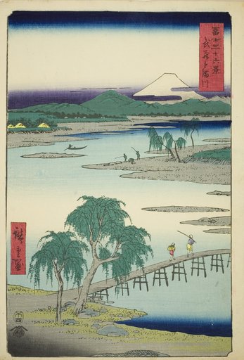 Tama River in Musashi Province (Musashi Tamagawa), from the series "Thirty-six Views of Mount Fuji (Fuji sanjurokkei)"