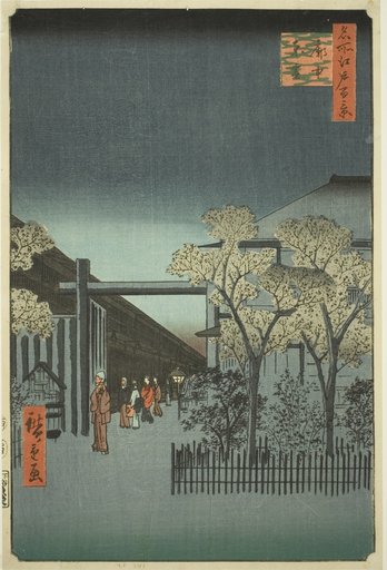 Yoshiwara Licensed Quarters at Dawn (Kakuchu shinonome), from the series "One Hundred Famous Views of Edo (Meisho Edo hyakkei)"