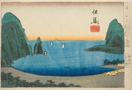 Takanohama in Tajima, section of sheet no. 12 from the series "Cutout Pictures of the Provinces (Kunizukushi harimaze zue)"