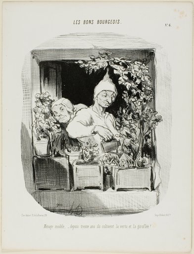 A Model Marriage: For Thirty Years They Have Cultivated Virtue and Carnations, plate six from Les Bons Bourgeois