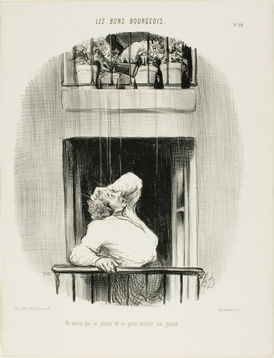 A Neighbour Complaining about the Watering of his Lawn, plate ten from Les Bons Bourgeois
