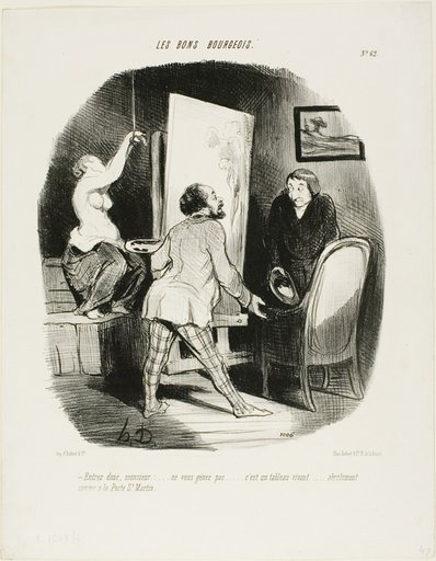 “Come on in, Monsieur, don't be shy. It's a living picture.... just like (you'd see) at the Porte St. Martin,” plate 62 from Les Bons Bourgeois