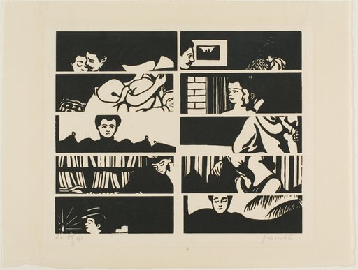 Cancellation sheet, fragments of ten woodblocks from Intimacies
