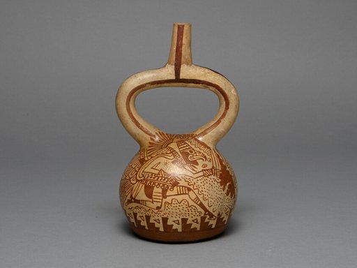 Stirrup Spout Vessel Depicting Costumed Runners