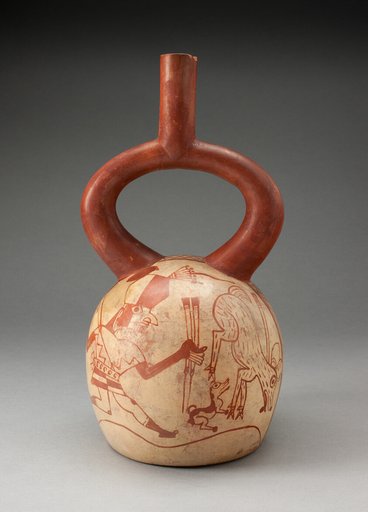 Stirrup Spout Vessel with Fineline Deer Hunt Motifs