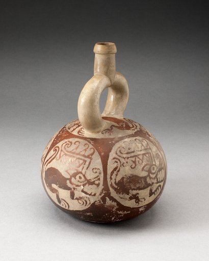 Stirrup Spout Vessel with Fineline Quadruped Motif