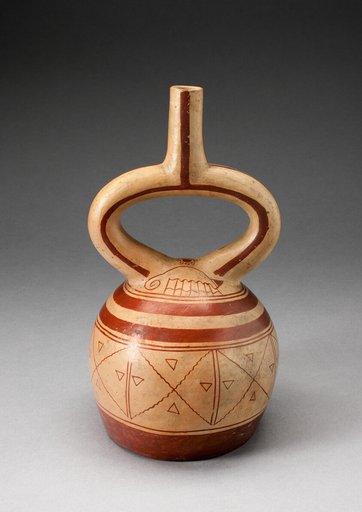 Stirrup Spout Vessel with Geometric Motifs
