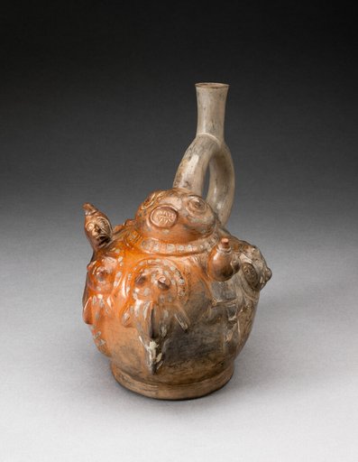 Stirrup Spout Vessel with Relief Depicting a Fishing Scene