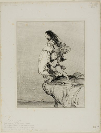Sappho's Death. “Young ladies, you see where love leads us Under our feet so dainty and small The wretched chasm of an abyss Into which we eventually fall,” plate 49 from Histoire Ancienne