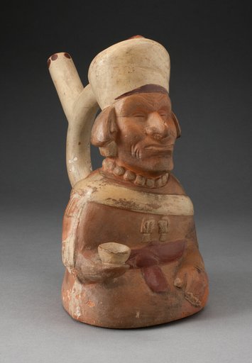 Handle Spout Vessel in the Form of Blind Man Holding a Cup