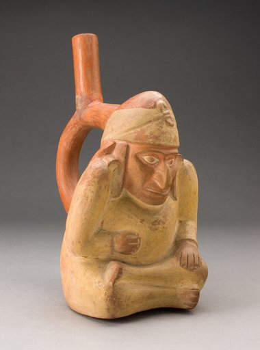 Portrait Vessel in Form of Seated Man, Possibly a Hunchback