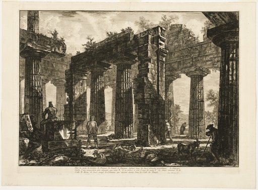 Rear view of the remains of the pronaos of the Temple of Neptune, drawn in the two preceding plates, from Different views of Paestum