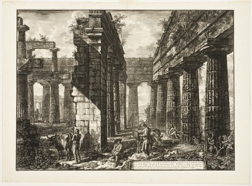 Interior view of the remains of one of the pronaoi of the Temple of Neptune which faces inland, from Different views of Paestum
