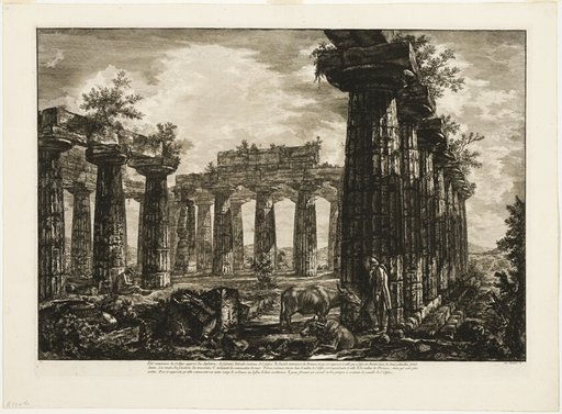 Interior view of the so-called College des Anfictions, from Different views of Paestum