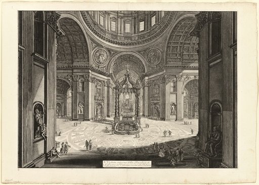 Interior view of the Basilica of St. Peter's in the Vatican, near the Tribune, from Views of Rome